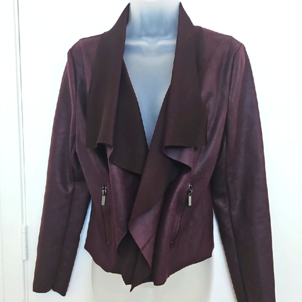 NWT White House Black Market Maroon Blazer with Waterfall Collar